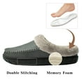 thumbnail image 4 of Needbo Men's Moccasin Slippers Faux Leather Fuzzy Lined House Shoes Warm Memory Foam Indoor Outdoor Grey, Size 10.5, 4 of 7