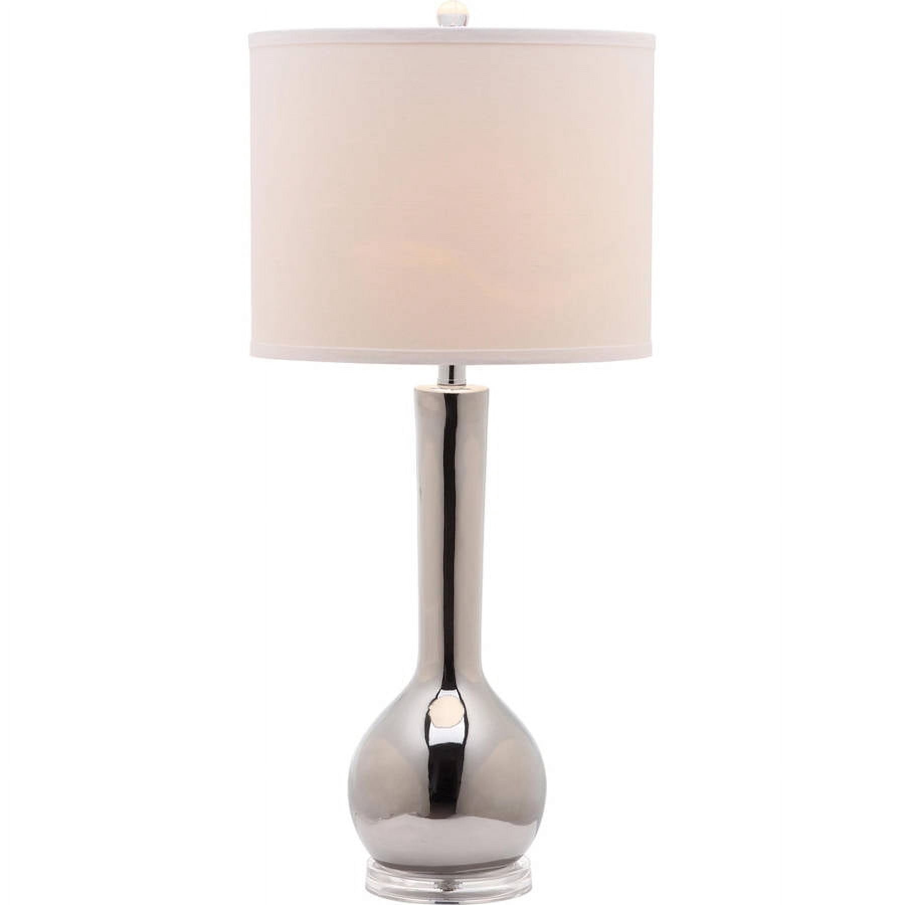 SAFAVIEH Mae 30.5 in. H Long Neck Ceramic Table Lamp, Silver, Set of 2