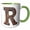 Green/White, variant on 3drose, Urban Image of Rusty Metal Monogram Letter R, 11oz Two-tone Blue Mug