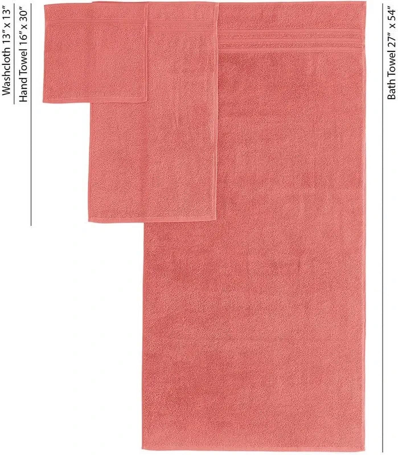 Hawmam Linen 6-Piece Bathroom Set 100% Turkish Cotton, Coral Orange 2 Bath Towels, 2 Hand Towels, 2 Washcloths - Soft, Plush, Quickdry, High Absorbent Luxury Bathroom Accessories, Dorm Room Essentials