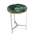 thumbnail image 4 of Steve Silver Foster Round Spa Green Agate Top and Nickel Base Chairside Table, 4 of 4
