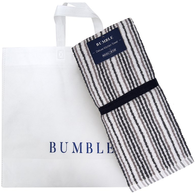Bumble White Gray Premium Cotton Kitchen Hand Towels Size 16 x 28 Pack Of  6