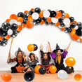 thumbnail image 2 of Kit de arco de guirnalda de globos de Halloween, juego de decoración de globos de Halloween de color negro y naranja, pegatina de murciélago 3D, telaraña para decoración de aula de fondo de fiesta te, 2 of 5