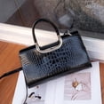 thumbnail image 3 of Genuine Cowhide Leather Women Satchel,Crocodile Embossed Crossbody Shoulder Handbag, 3 of 8