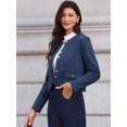 thumbnail image 4 of DARING DIVA Women's Collarless Long Sleeve Outerwear Faux Suede Jacket XS Dark Blue, 4 of 6