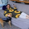 thumbnail image 3 of Black Sunflower Gray Petal Pattern Wearable Oversized Blanket,Wearable Blanket Hoodie for Adults,Cozy Hooded Blankets with Super Pockets,Super Warm Fuzzy Pullover for Women & Men, 3 of 6
