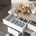 thumbnail image 3 of Kitchen Cart with Rubber Wood Countertop , Kitchen Island has 8 Handle-Free Drawers Including a Flatware Organizer and 5 Wheels for Kitchen Dinning Room, White, 3 of 9