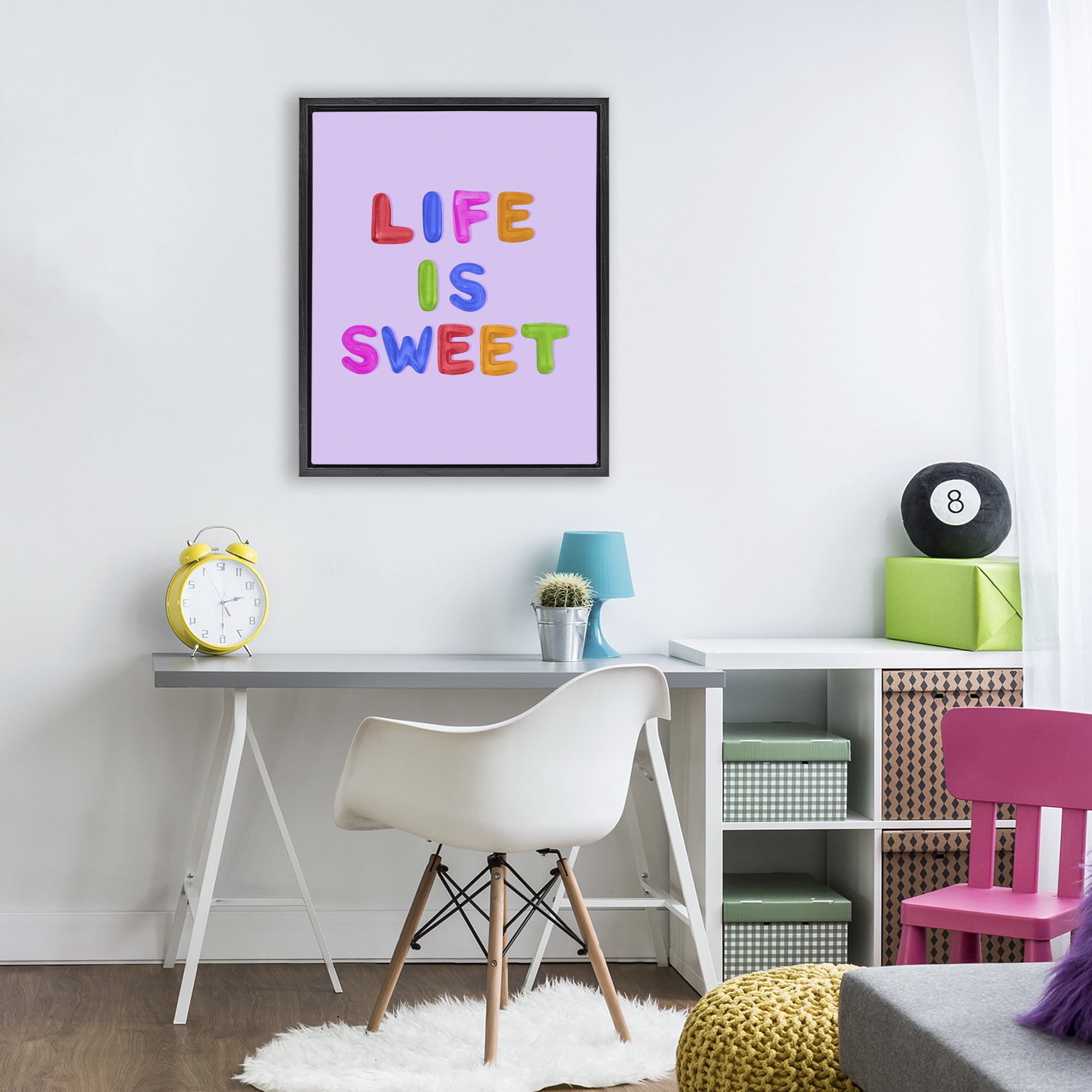 Stupell Industries Life Is Sweet Gummies Black Framed Floater Canvas Wall Art, design by LISH Creative