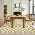 thumbnail image 2 of 4x6 Area Rug for Entryway, Non-Slip, Low Pile, Machine Washable, Modern Abstract Checkered, High Traffic, Baby Room, Kitchen, Yellow., 2 of 9
