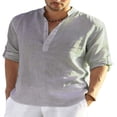 thumbnail image 3 of Camisa de cuello alto de manga larga Nikou color puro para hombre, 3 of 5