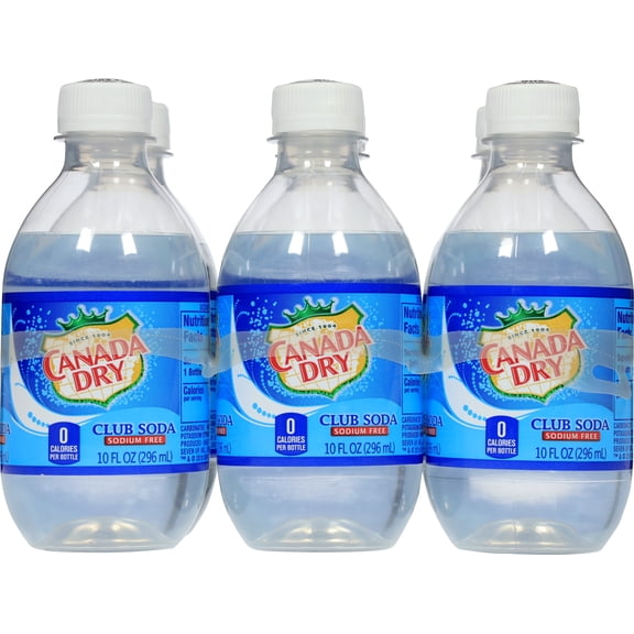 Canada Dry Club Soda, 6 Pack, 10 fl oz Plastic Bottle, Shelf-Stable