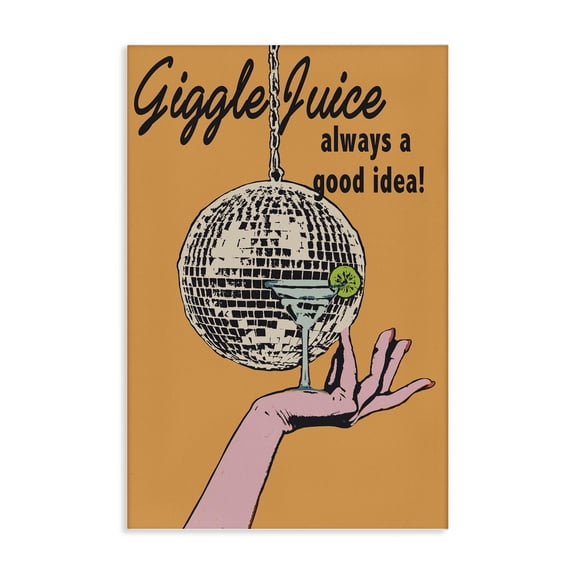 Stupell Industries Giggle Juice Cocktail Food & Beverage Painting Wrapped Canvas Art Print Wall Art, 16 x 24