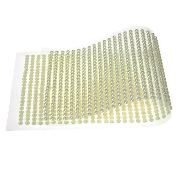 Plastic Pearls Flat Bead Self Adhesive Stickers, 4mm, 46-Strips, Ivory