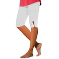thumbnail image 3 of HAJWOH Capri Leggings for Women Cotton Knee Length Leggings Stretch Summer Lightweight Pants Casual Athletic Running Workout Yoga Pants, 3 of 6