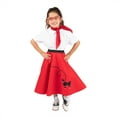 thumbnail image 3 of Hip Hop 50's Shop 1950s Girls 4 Piece Poodle Skirt Costume Outfit for Kids with Accessories (glasses, socks, scarf) (Small Child 4-6, Red), 3 of 6