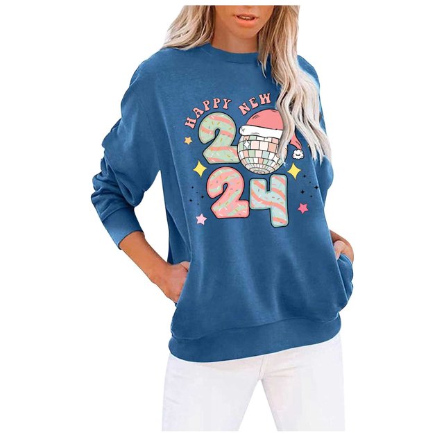 Amzcrzy Chandails en Molleton pour Femmes Chandail en Molleton de Noël Mode Décontractée à Manches Longues Col Rond avec Poche Blouse Chandails en Molleton et Chandails à Capuchon pour Femmes TG