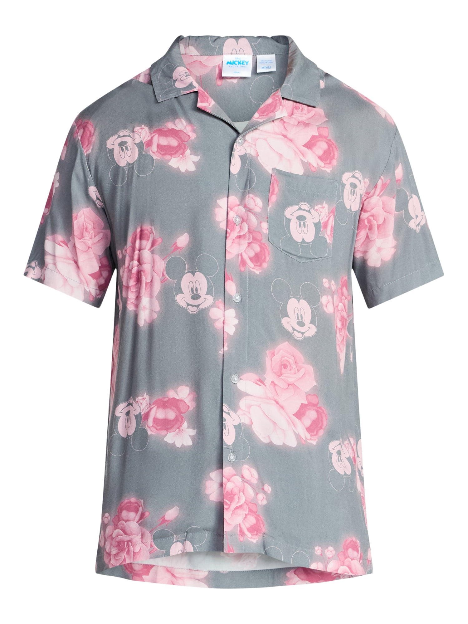 Disney, Men's & Big Men's Graphic Button-Up Shirt, Mickey Mouse, Sizes XS-3XL