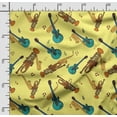 thumbnail image 2 of Soimoi Musical Instruments Print, Silk Fabric, Decor Sewing Fabric by The Yard 42 Inch Wide,Decorative Fabric for Shirts Suits Ties, Yellow & Teal Green, 2 of 5