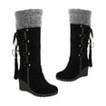 thumbnail image 3 of OKBOP Womens Heeled Mid-Calf Boots-Christmas Fuzzy Boots Womens Snow Boots Fashion Winter Boots for Women Black, 3 of 5