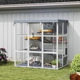 thumbnail image 1 of PawHut Enclos Extérieur pour Chat Catio de 71 Pouces, avec Bâche Imperméable, Gris, 1 of 10