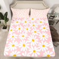 thumbnail image 2 of Homewish Vibrant Pink Flower Twin Sheet Sets for Kid, Groovy Daisy Floral Twin Fitted Sheet, Kawaii Cartoon Theme Flat Sheet, Microfiber Bedroom Decor, 3-Piece, 2 of 7