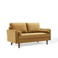 thumbnail image 1 of Modway Valour Causeuse Moderne en Velours de Performance, Brun Cognac/noyer, 1 of 9