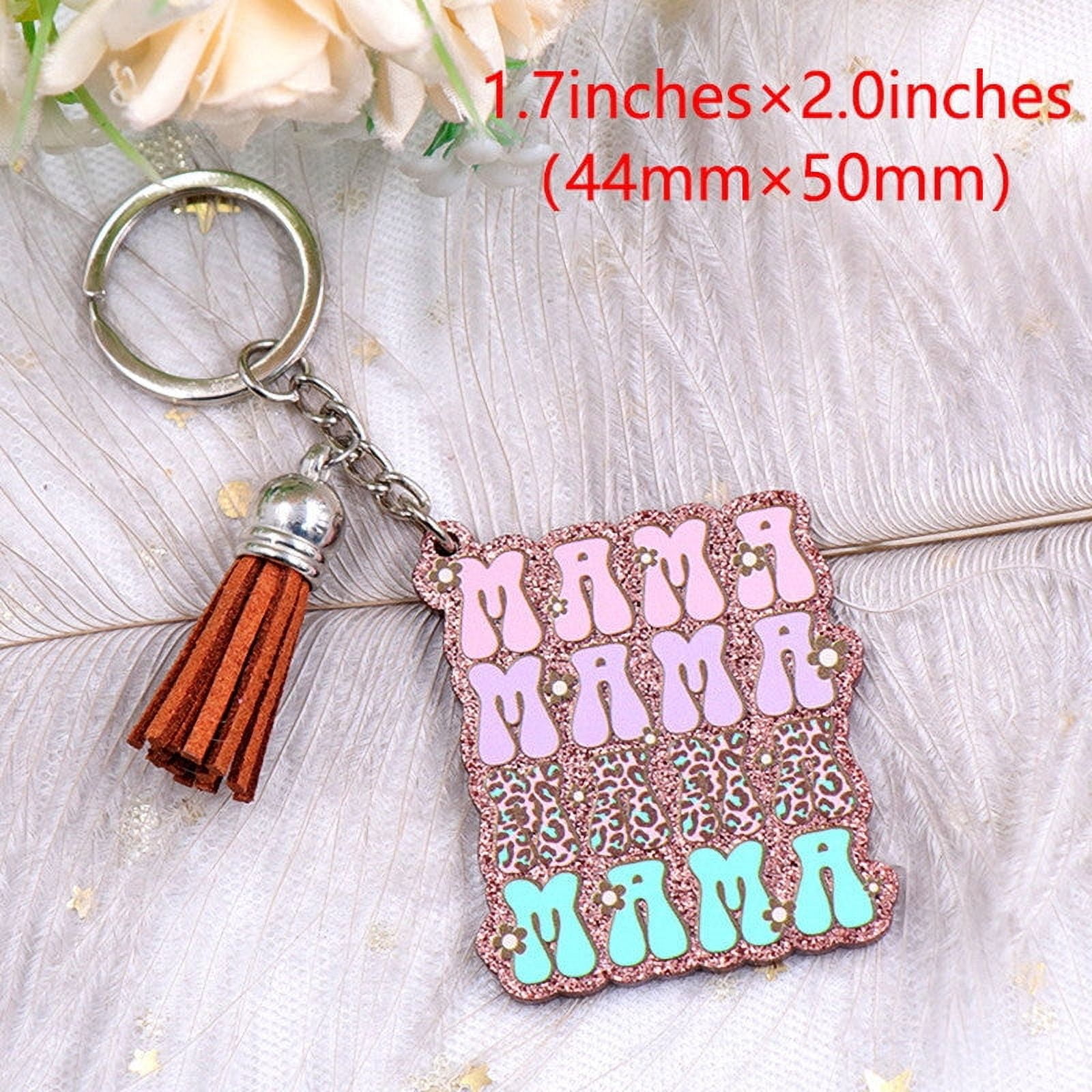 Acrylic Keychain Mothers Day Gift Floral Glitter Key Ring for Couples Spring Festival Present Key Accessories and Ring