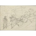 thumbnail image 2 of Bartolomeo Pinelli 18x14 Black Ornate Wood Framed Double Matted Museum Art Print Titled - Dante Flees the Wild Beasts and Meets Virgil (1824), 2 of 5