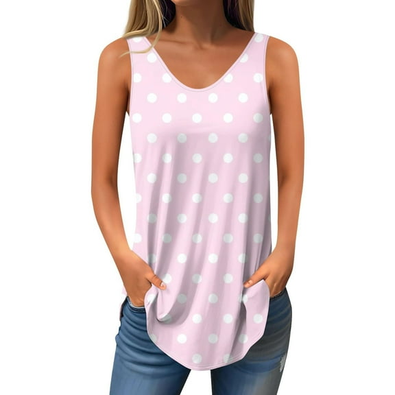 ZQUUVOU Tank Top For Women Casual Print V-Neck Printed Tunic Tops (Pink,2XL)