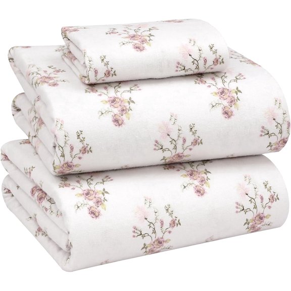 Ruvanti Flannel Sheets Twin Size - 100% Cotton Brushed Flannel Bed Sheet Sets - Deep Pockets 16 inches (Fits up to 18") - All Seasons Breathable & Super Soft - Warm & Cozy - 3 Pcs - Sovenir