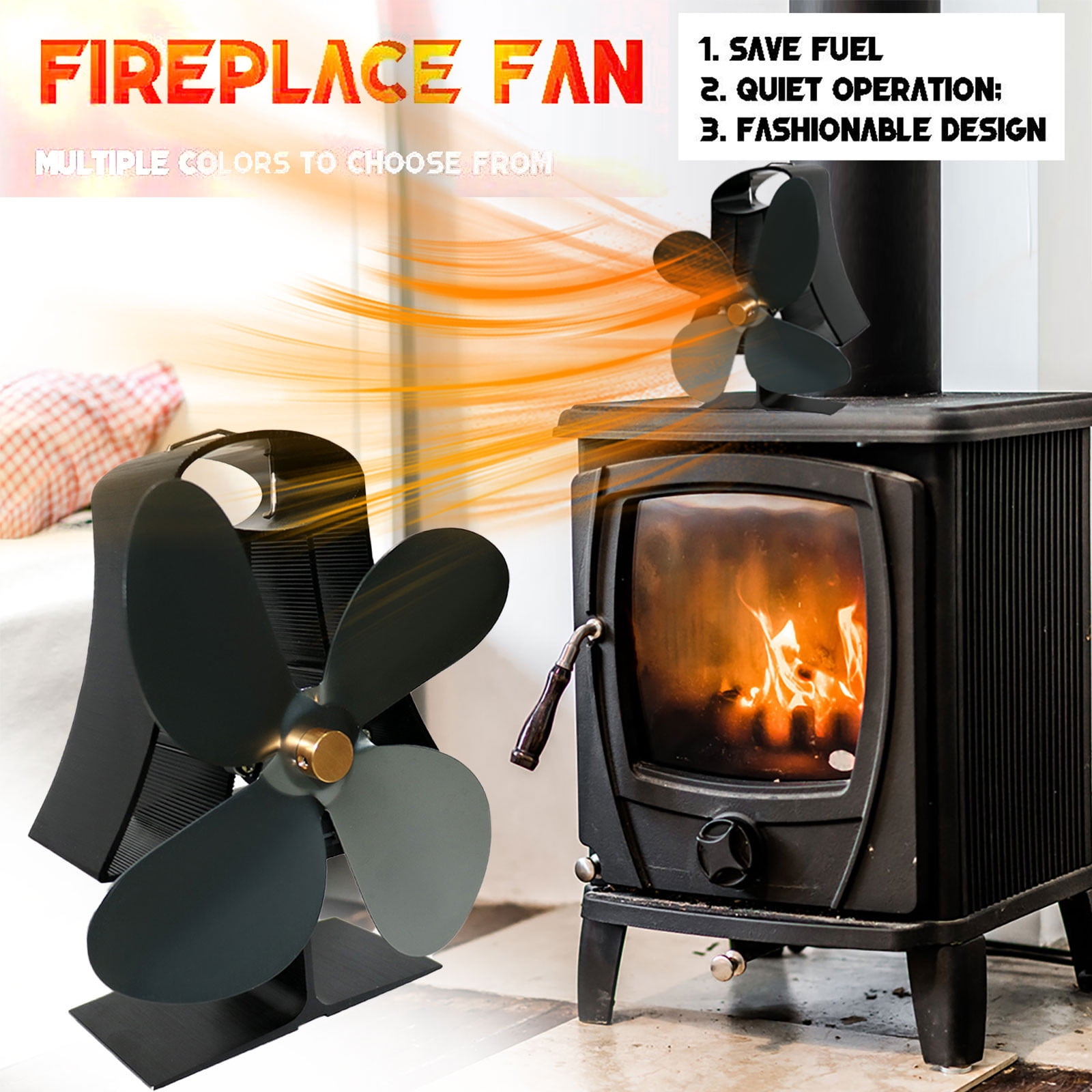 Stove Fan Wood Stove Fans Fireplace Fan Heat Powered Fan With 4 Blade  halloween decorations fall decor fall decorations for home outdoor A4371 |  Walmart Canada