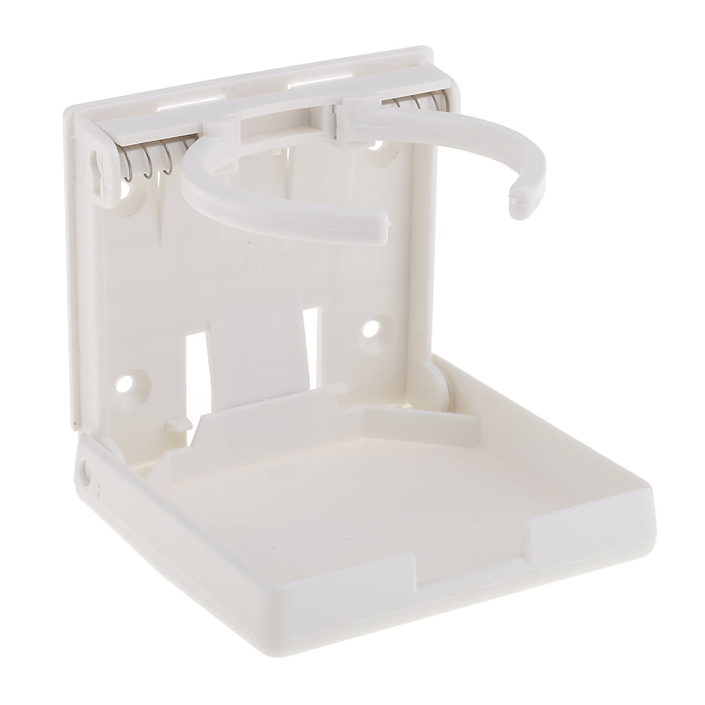 Boat White Nylon/Plastic Adjustable Folding Drink Beverage Fishing Cup Holder 