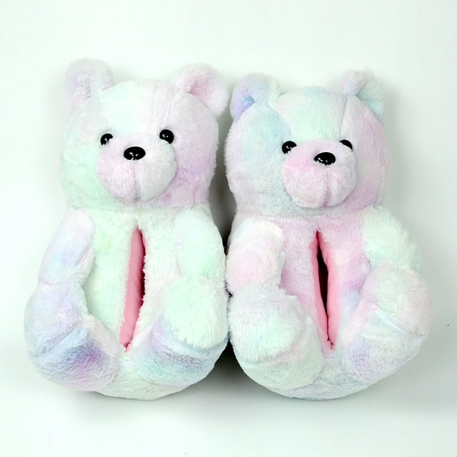 Teddy Bear Slippers For Women, Cute Indoor Non-Slip Warm Slippers(Light Color)