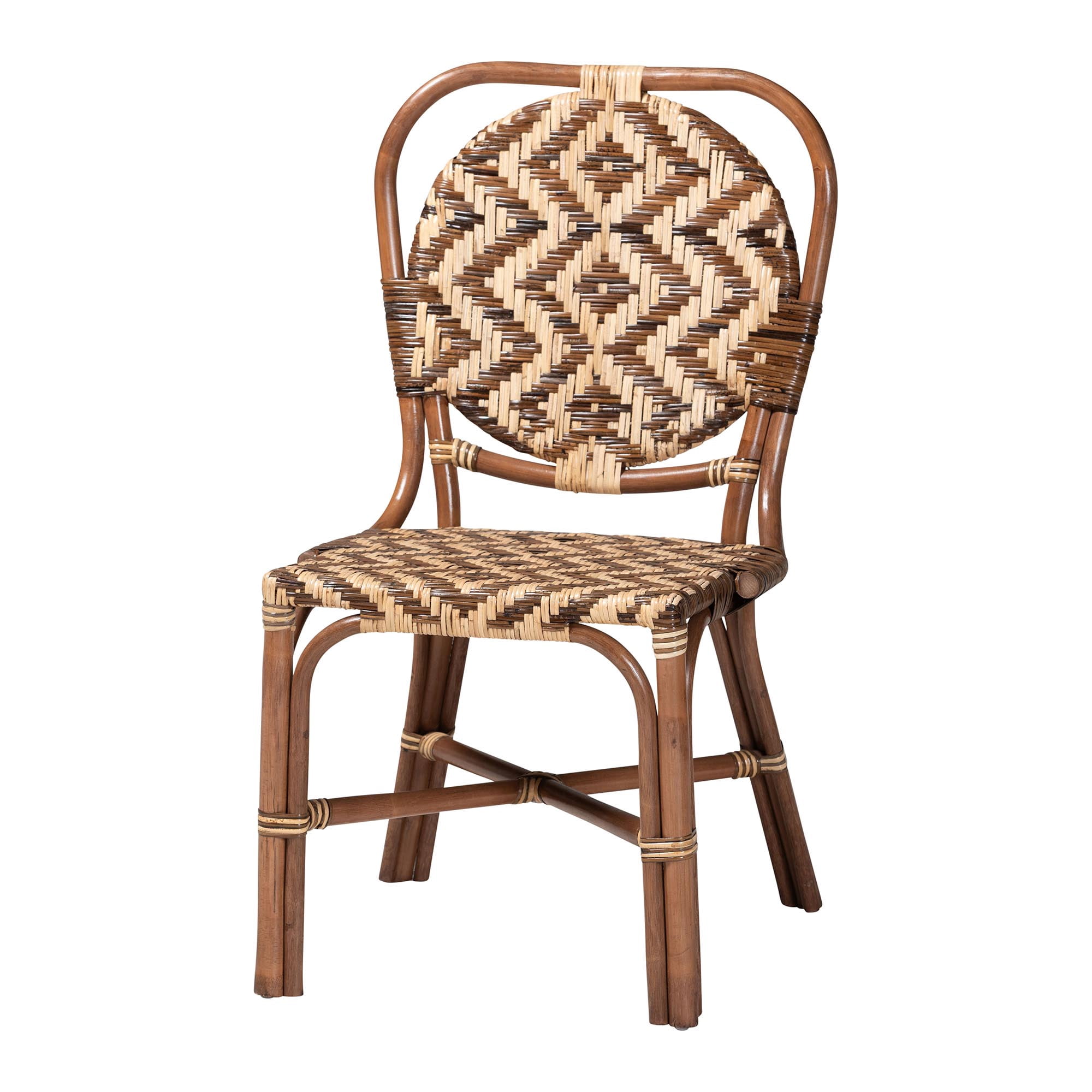 bali & pari Mariano Boho Dining Chair, Dining Height 18.1", Light Brown