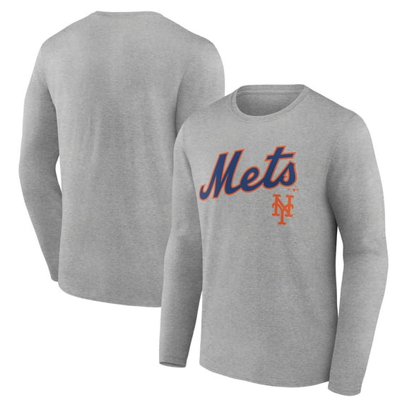Men's Gray New York Mets Team Lockup Long Sleeve T-Shirt