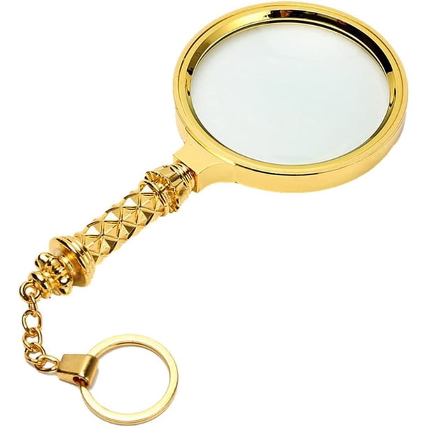 Lupa, Lupa de Alta Definición Metal Lupa de Cristal Tallada Que Lee Lupa Lupa Portátil (Color : Gold,)