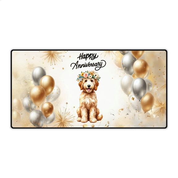 Happy Anniversary Goldendoodle Celebrates Wedding Love Family Party Desk Mat Full Keyboard Mouse Pad Doodle Dog Lover Gifts Idea Large Mousepad - 01015
