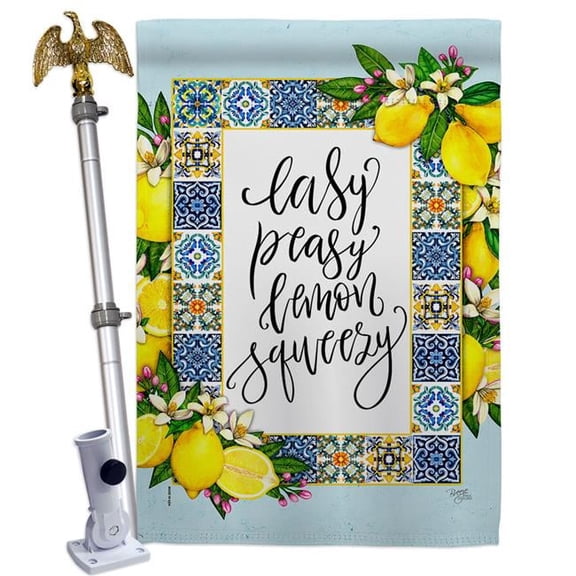 Breeze Decor HS120262-P3-02 Easy Lemon Food Fruit 28 x 40 in. Double-Sided Decorative Vertical House Flag Set for Decoration Banner Garden Yard Gift