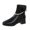 Black, variant on Lovskoo 2024 Ankle Boots for Women Leather Invisible Height Increasing Elevator Shoes High Chunky Stacked Heel Metal Pearl Chain Warm Zipper Horse Riding Booties Black