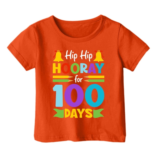 PMVFHDE T-Shirts pour Filles Hauts d'Été pour Filles Hauts Décontractés pour Filles T-Shirts pour Filles Garçons et Filles Mode Décontractée Imprimé Col Rond Manches Courtes T-Shirt Haut Orange, 3-4 Ans