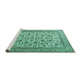 thumbnail image 2 of Ahgly Company Machine Washable Indoor Square Persian Turquoise Blue Traditional Area Rugs, 6' Square, 2 of 4