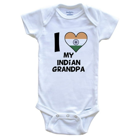 

I Heart My Indian Grandpa India Flag Baby Bodysuit 0-3 Months White