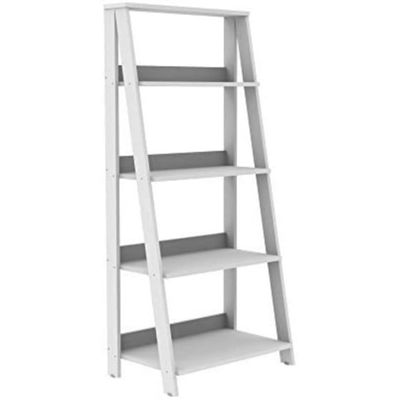 Walker Edison 55" Modern Wood Ladder Bookshelf - White
