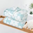 thumbnail image 3 of Juego de toallas de baño Jacquotha, algodón, estampado floral, jacquard, azul aguamarina, x2, 3 of 8