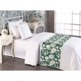 thumbnail image 2 of Floral Bed Runner, Repetitive Rose Pattern on Forest Like Backdrop Vintage Outline Flowers, Decorative Accent Bedding Scarf for Hotels Homes & Guest Rooms, Twin, Hunter Green and Cream, by Ambesonne, 2 of 3