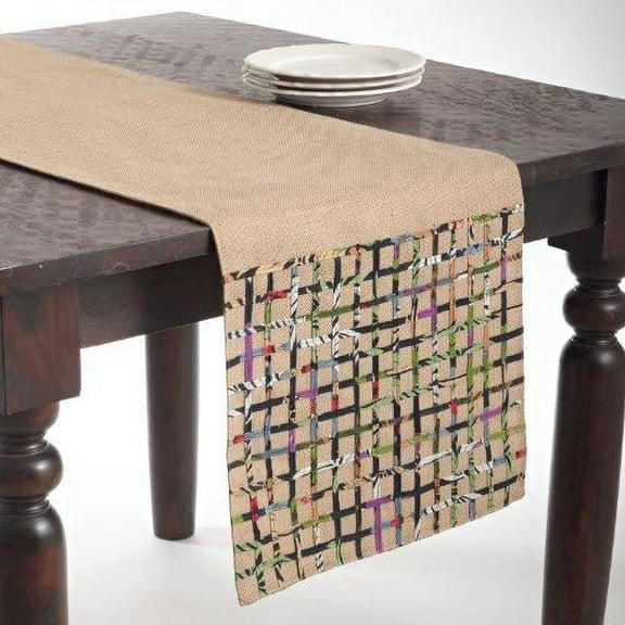 Fennco Styles Multi Color Open Weave Burlap Table Runner