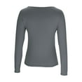 thumbnail image 5 of Womens Long Sleeve Shirts Square Neck Tops Solid Color Basic Base Layer Crop Tops Fall Outfits Fashion Clothes Gray M, 5 of 5