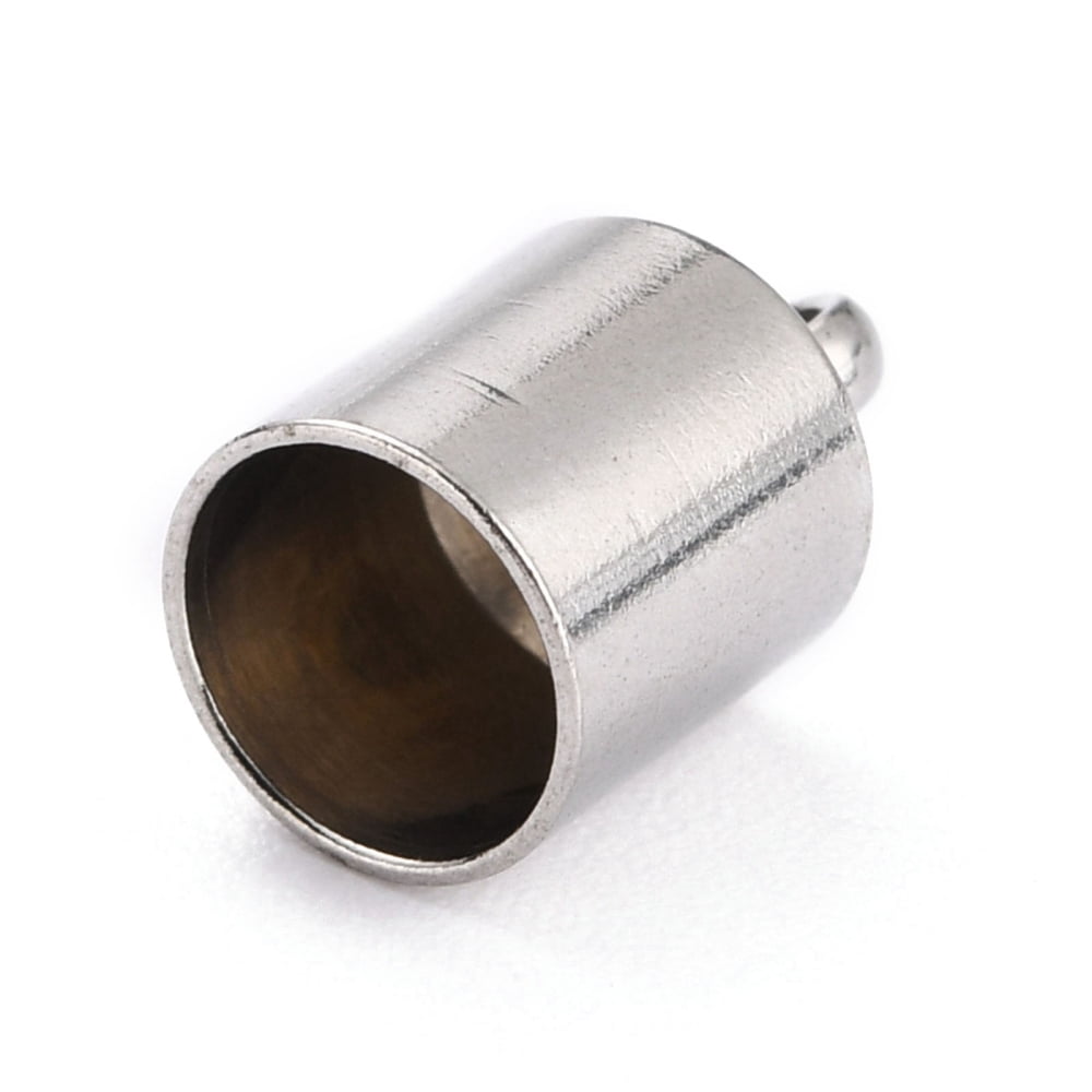 200 pc Resistant 304 Stainless Steel Cord Ends End Caps Stainless Steel Color 11x7mm Hole: 2.5mm Inner Diameter: 6mm