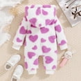 thumbnail image 4 of Likimi Girls Romper Long Sleeve Print Hooded Jumpsuit Fashion Soft Fall Winter Onesie Size 6-9 Months Purple, 4 of 4