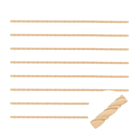 8 Pack 15.75" Decorative Wood Trim, Unfinished 3D Wooden Furniture Molding Trim for DIY Craft, Home Wall Cabinet Shelf Window Door (Twisted-Shaped, 9mm)